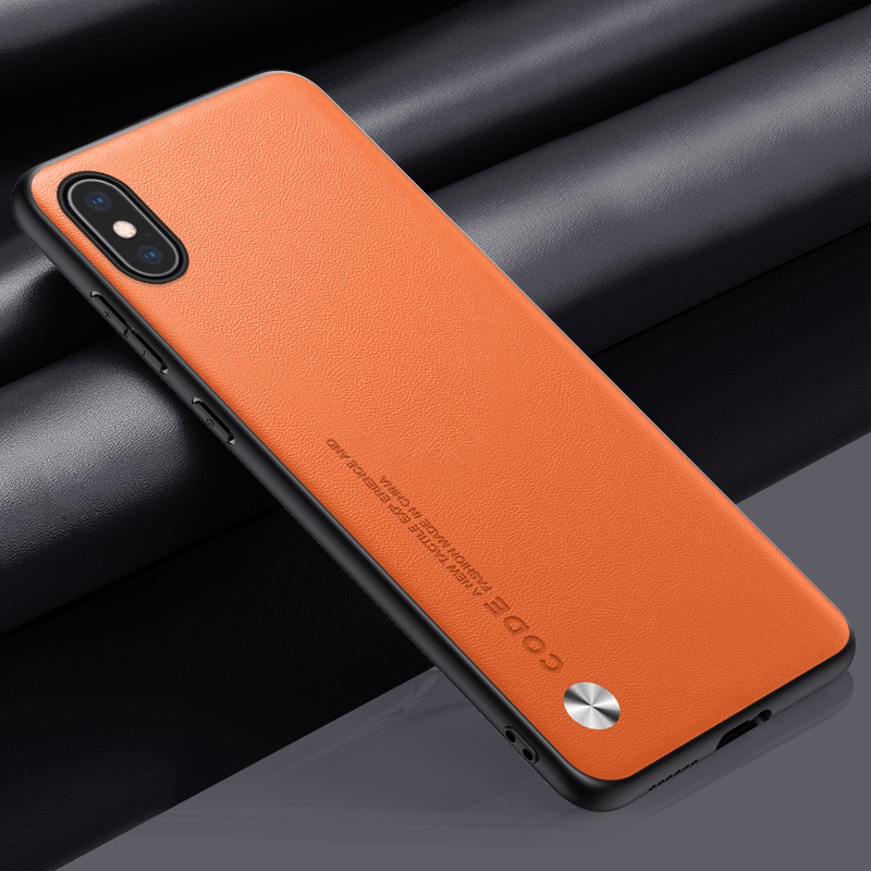 Custodia di lusso in pelle pu per iphone x xs xr con retro opaco e protezione in silicone per iphone xs max xs iphonex coque: Addominali / Arancia