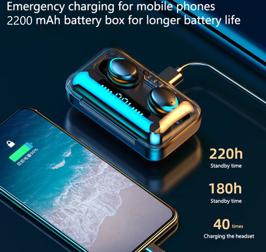 Bluetooth 5.0 Koptelefoon Tws Draadloze Hoofdtelefoon Stereo Sport Waterdichte Oordopjes Headsets Met Microfoon Reloj