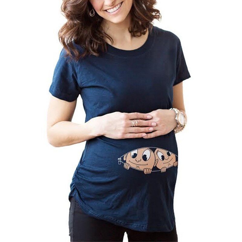 Pregnant Woman Breastfeeding Clothes Maternity Baby Peeking T Shirt Pregnancy Tee Expecting Mothers Tops Shirt Mom Tshirt