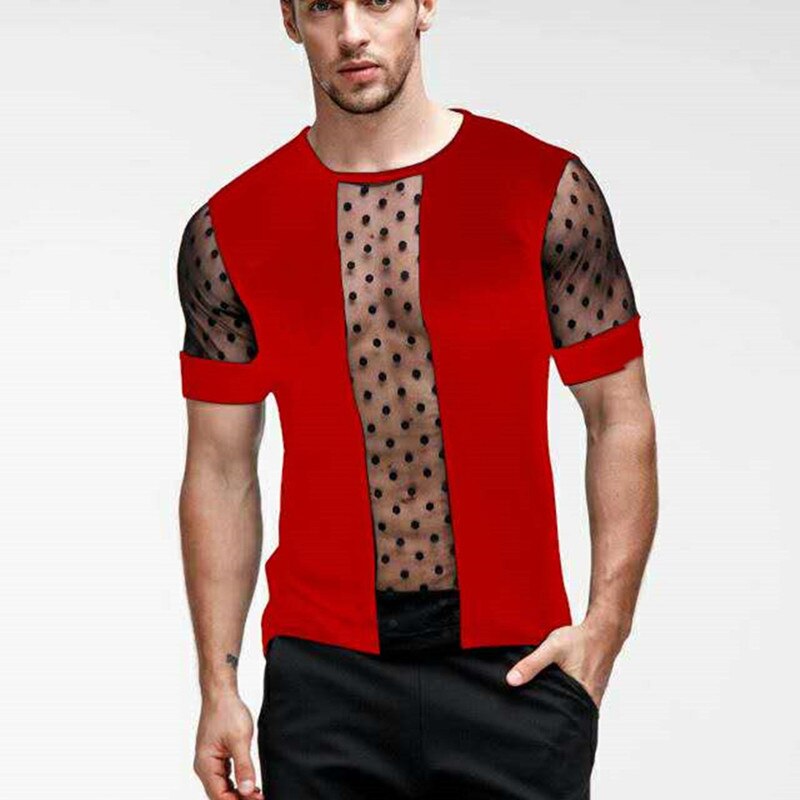 street innovative slim man T-shirt, beach T-shirt, sports casual T-shirt, light and breathable T-shirt shirt man: red / M