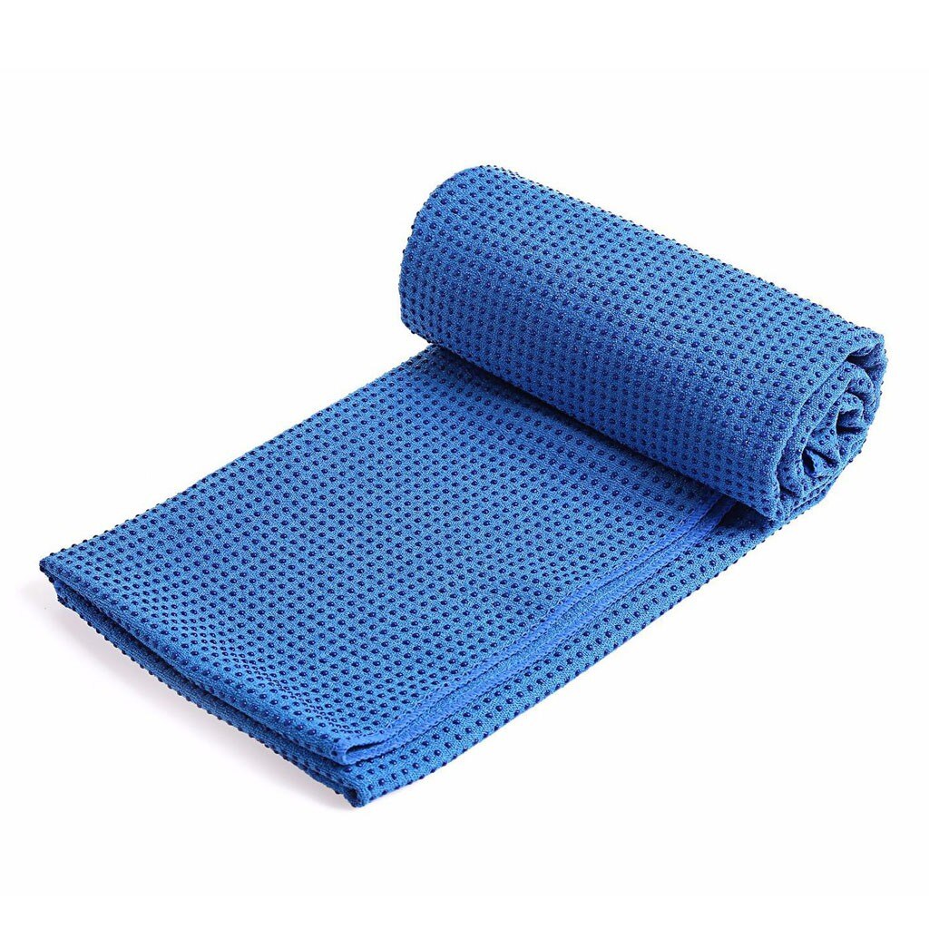 Yoga Mat Towel - 4mm Thick - Non-Slip Yoga Blanket - Eco-Friendly Material: Blue