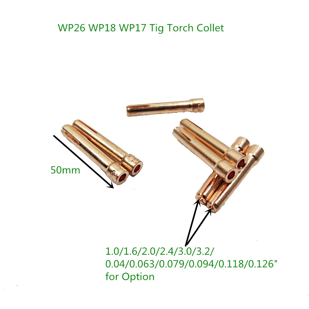 Wolfraam Elektrode Spantang Tig Slijtdelen 1.0/1.6/2.0/2.4/3.0/3.2 Mm Collet Voor WP17 WP18 WP26 Tig Toorts
