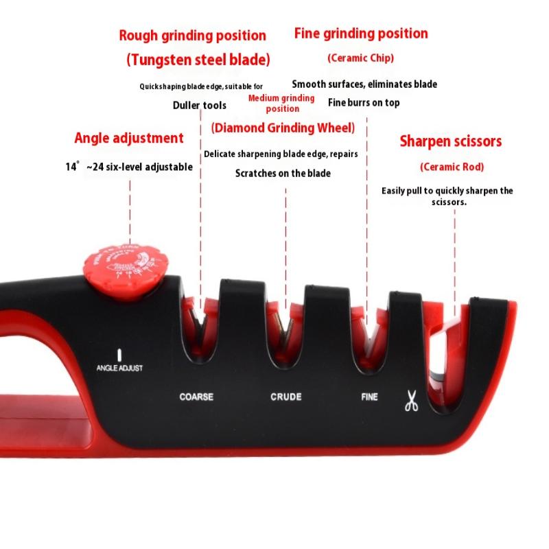 4-in-1 Knife Sharpener Kitchen Grinding Machine Scissors Knives Grinder Whetstone Tool Adjustable Angle