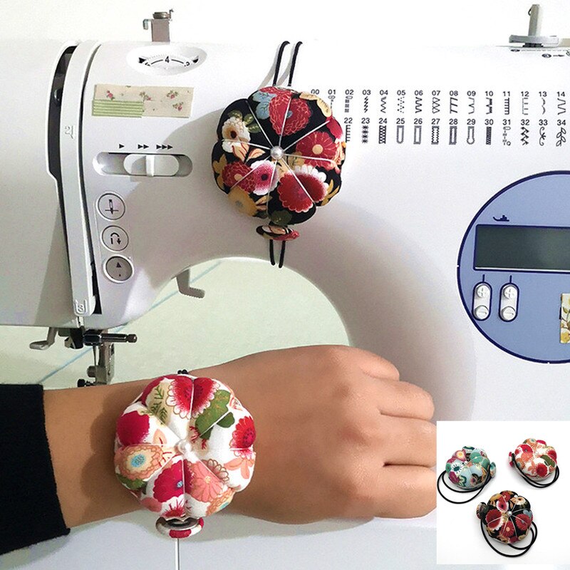 Sewing Pins Accessories Pumpkin Ball Shaped Needle Pin Cushion Pincushion Wrist Strap Stitch Needlework Mat DIY Craft Supplies