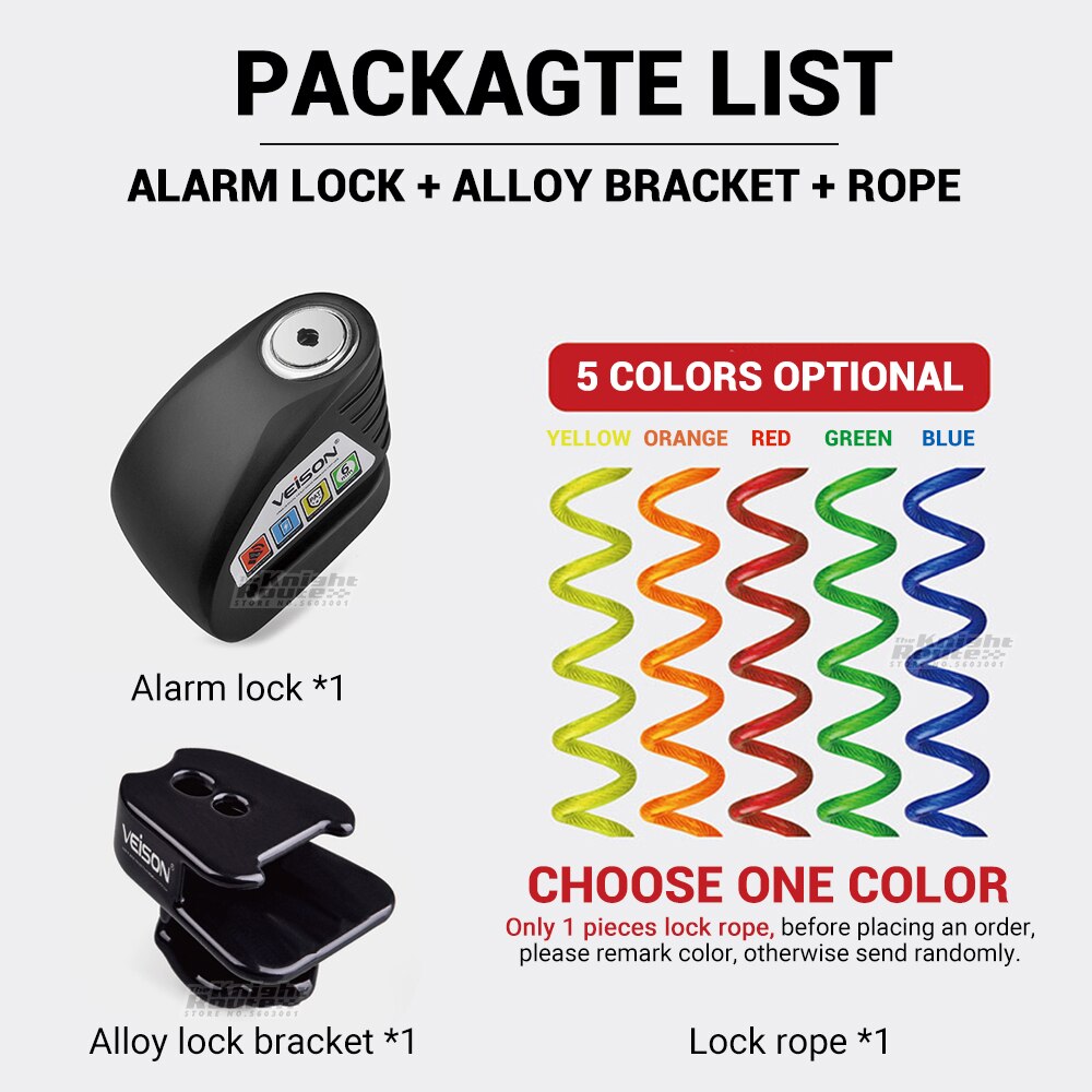 Veison Motorfiets Alarm 130dB Anti-Diefstal Motorfiets Slot Fiets Alarm 304 Rvs Disc Quad Lock Fietsslot Motopadlock: ALLOY BK D SET