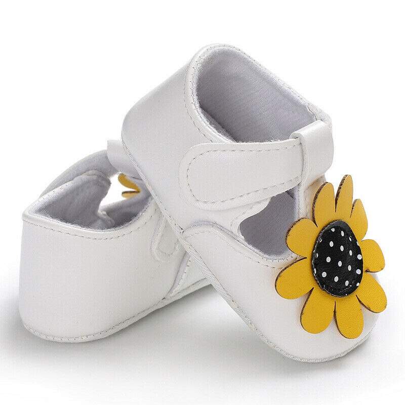 Newborn Baby Girl Sandals Leather Shoes Sunflowers Cute Shoes