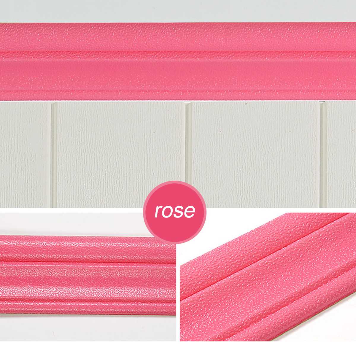 8*230CM Living Room Waist Line Wall Sticker Home Tiles Waterproof Self Adhesive PVC Wallpaper Border Foam Background Baseboard: rose