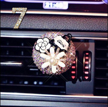 Diamant bling bil luftfrisker blomst udluftning klip auto indretning bil lugt bil aroma diffusor duft bil tilbehør til piger: 007