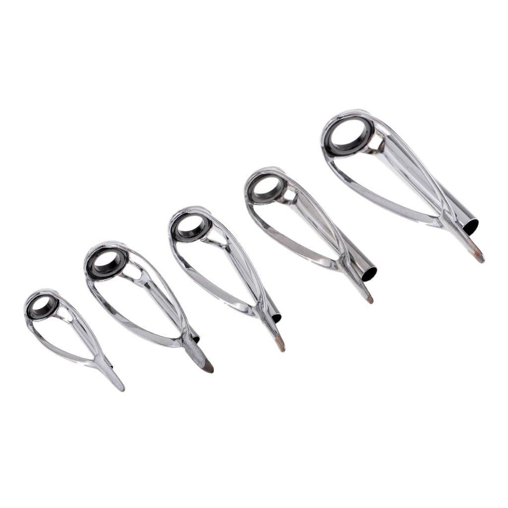 5 stk. fiskestang tip top reparationssæt sic eye ring spinning rod pole guides tip kit 5 blandede størrelser