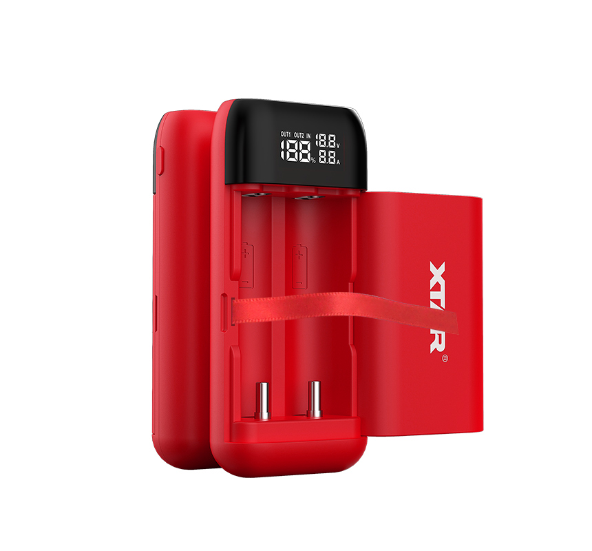 Xtar-virtalähde 18650 akkulaturi  pb2s qc3.0 pikalataus 21700 20700 18700 ladattavaa akkua 18650 laturin virtapankki: Pb2s- punaista / Qc3.0- meitä