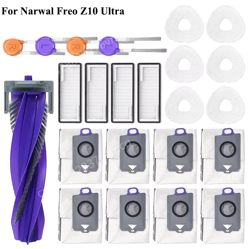 Reserveonderdelen voor (Narwal Freo Z10 Ultra / YJCC025) robotstofzuiger: hoofdborstel, HEPA-filter, dweil, stofzak, accessoires