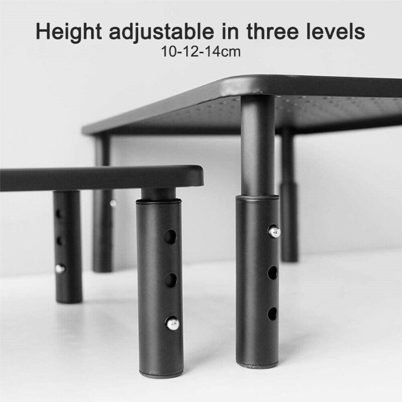 3 Height Adjustable With Mesh Platform Iron Plate Monitor Stand Riser Portable