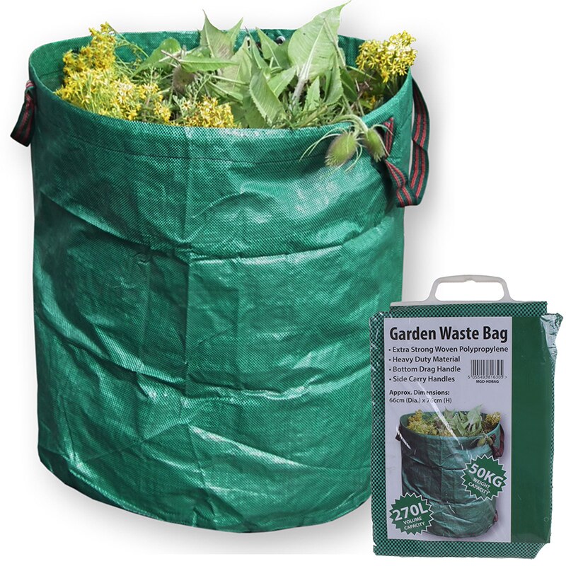 Bolsa de basura de jardín de 500 litros, bolsa de jardín para residuos verdes, vertical y doblada, autocolocación, tela de polipropileno (PP): 500L