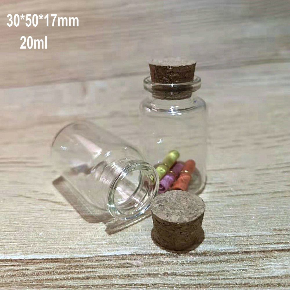 Botellas Vacías de almacenamiento DIY con tapones de corcho, frascos de vidrio para deseos, manualidades para decoración, 10ml/15ml/20ml/25ml/30ml/40ml/55ml, 50 Uds.