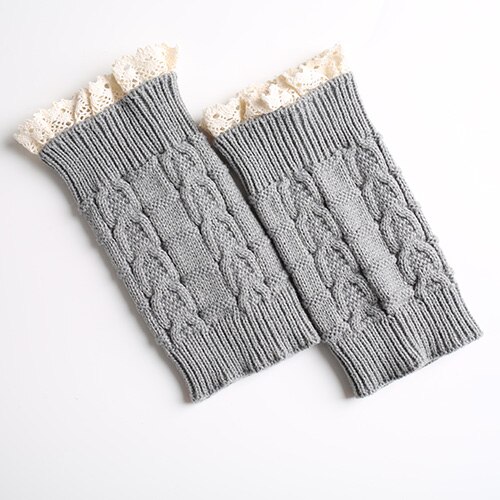 10 couleurs dentelle bottes chaussettes jambières pour les femmes tricot bottes poignets hiver court bottes couvre bottes chaudes guêtres: Gris