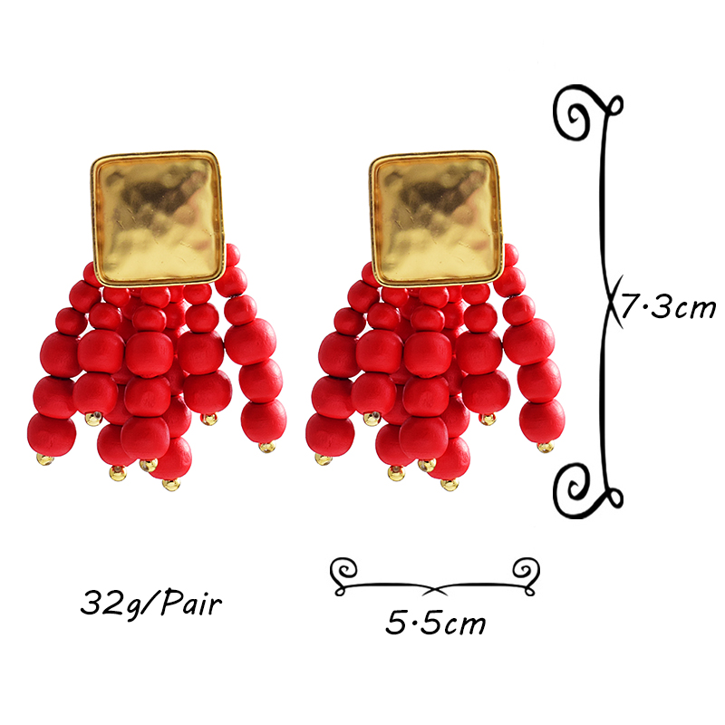 Pendientes colgantes de madera hechos a mano Vintage, Maxi cuentas bohemias, joyería de boda llamativa para mujer brincos