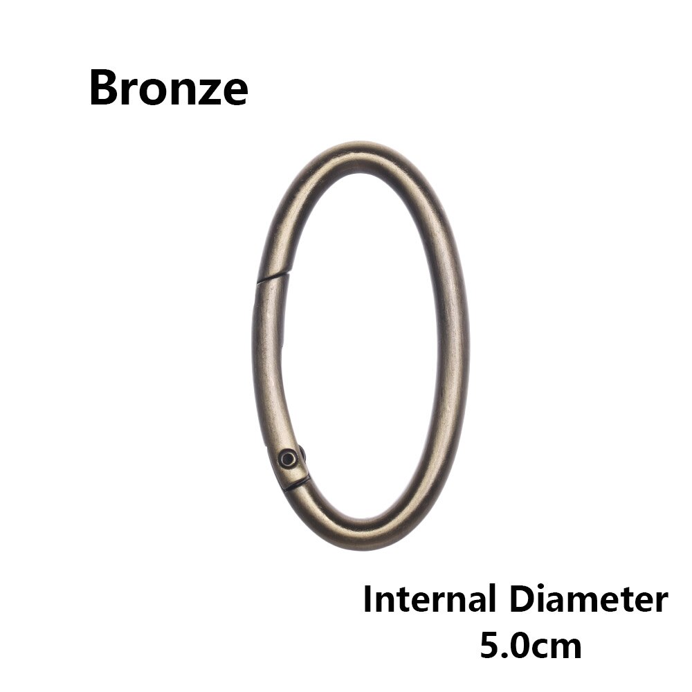 2PCS Zinc Alloy Plated Gate Spring Oval Ring Buckles Clips Carabiner Purses Handbags Oval Push Trigger Snap Hooks Carabiners: 5.0cm-bronze