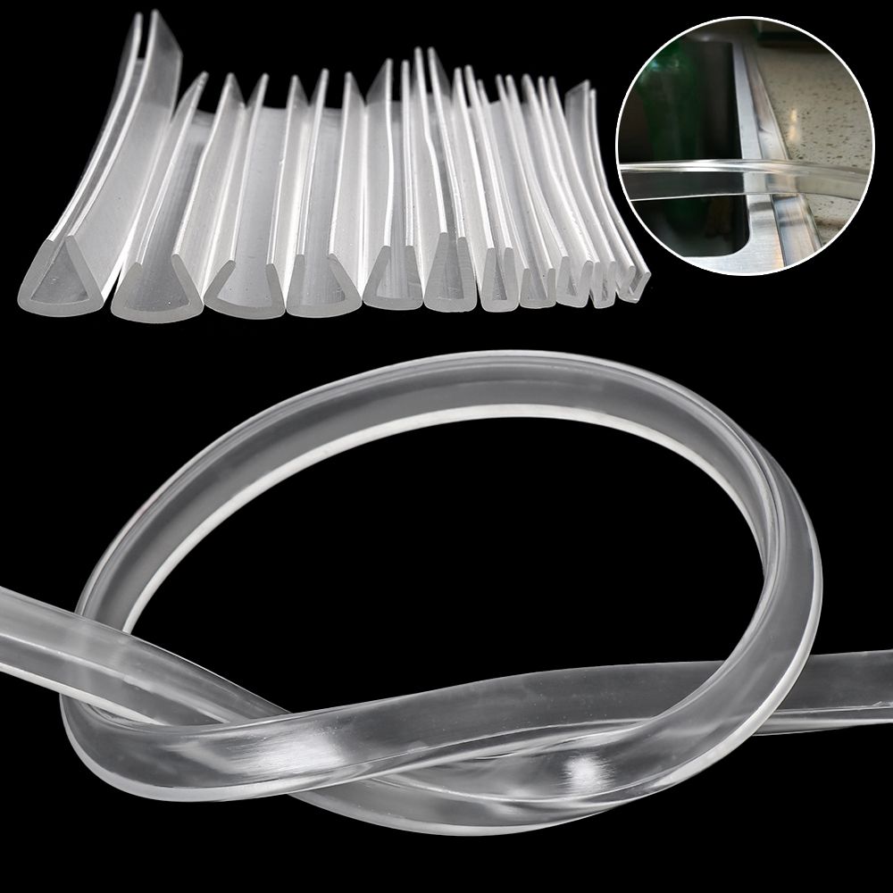 2 Meter U-Kanaal Rubberen Rand Afdichtstrip Douche Deur Glas Afdichting Tape Rand Guard Tochtstrip Meerdere Maat