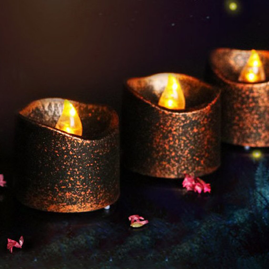Bougie de lumière de thé à piles de bougie de cire sans flamme de LED bonne affaire, noir