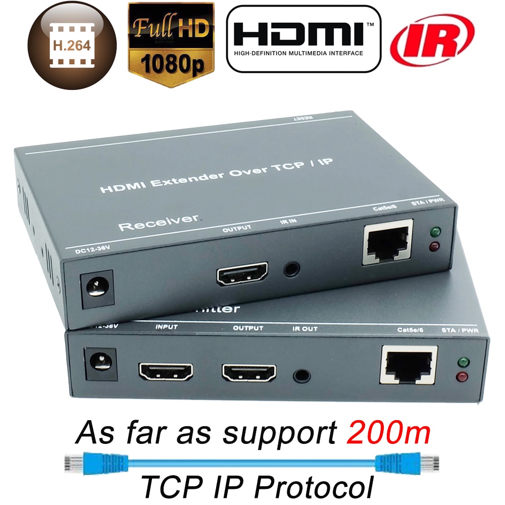 660ft Beter Dan HDBitT H.264 HDMI Extender Over TCP IP HDMI IR Extender Door Ethernet RJ45 CAT5/5e/ 6 kabel Zoals HDMI Splitter