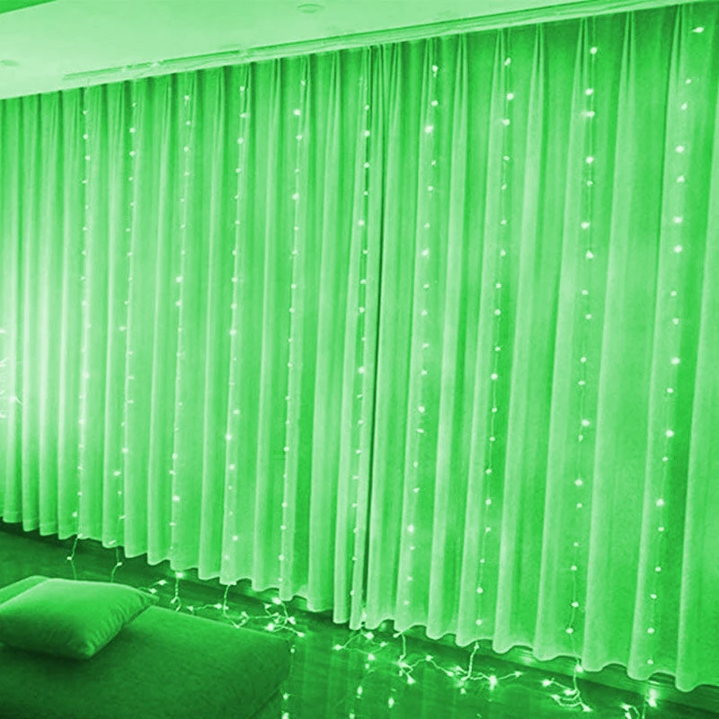 Lumières dégradées de rideau LED, 8 modes d'éclairage, décoration extérieure et intérieure pour Noël, fête de mariage, jardin, salon, chambre à coucher, 6m, 3m: Rose / 11-15W