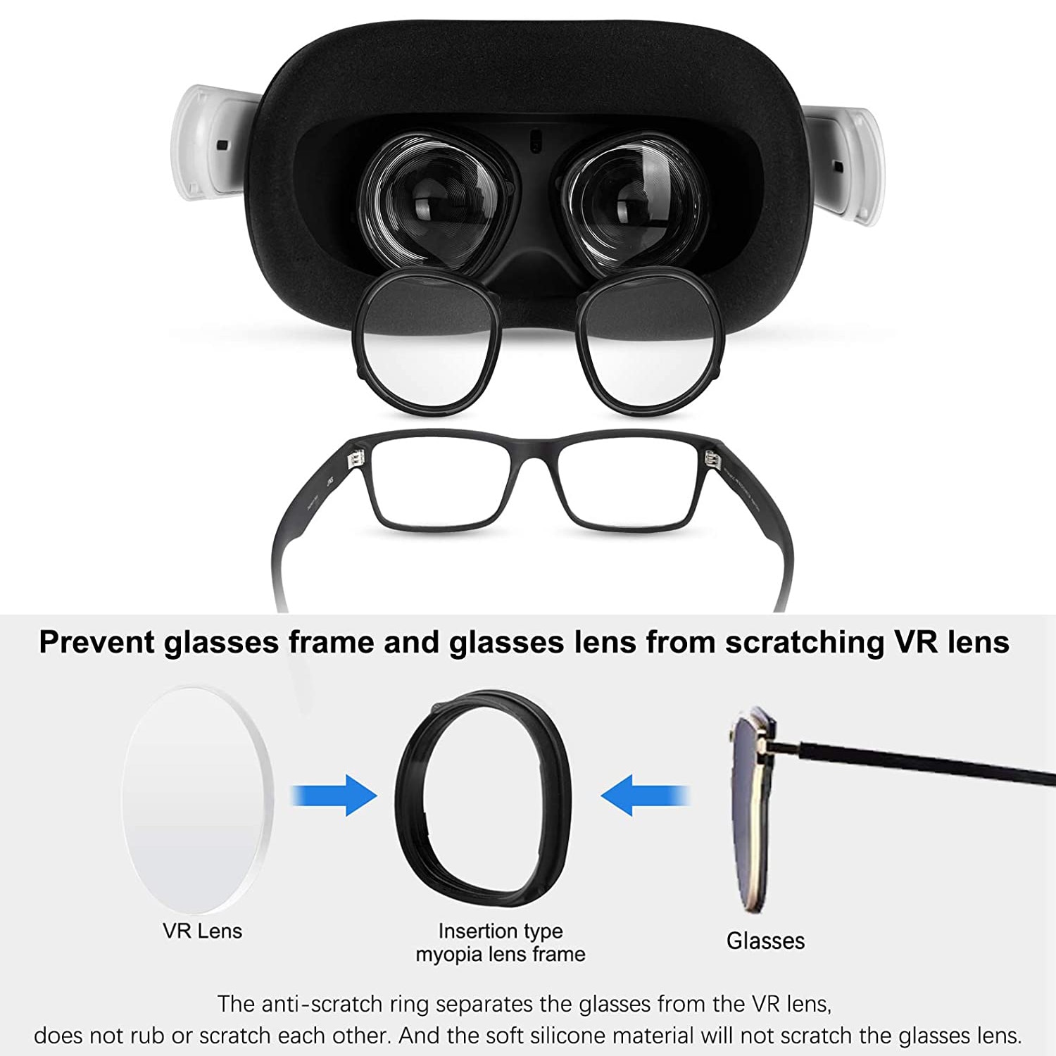 For Oculus Quest 2 VR Magnetic Eyeglass Anti-Blue Lens Frame Quick Disassemble Clip Lens Protection for Oculus Quest 2 Glasses