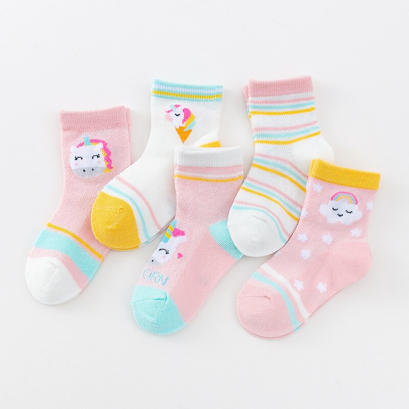 Chaussettes respirantes pour bébé garçon, 5 pièces, en maille fine, en coton, pour fille et enfant: THY002-cai / 10-12years