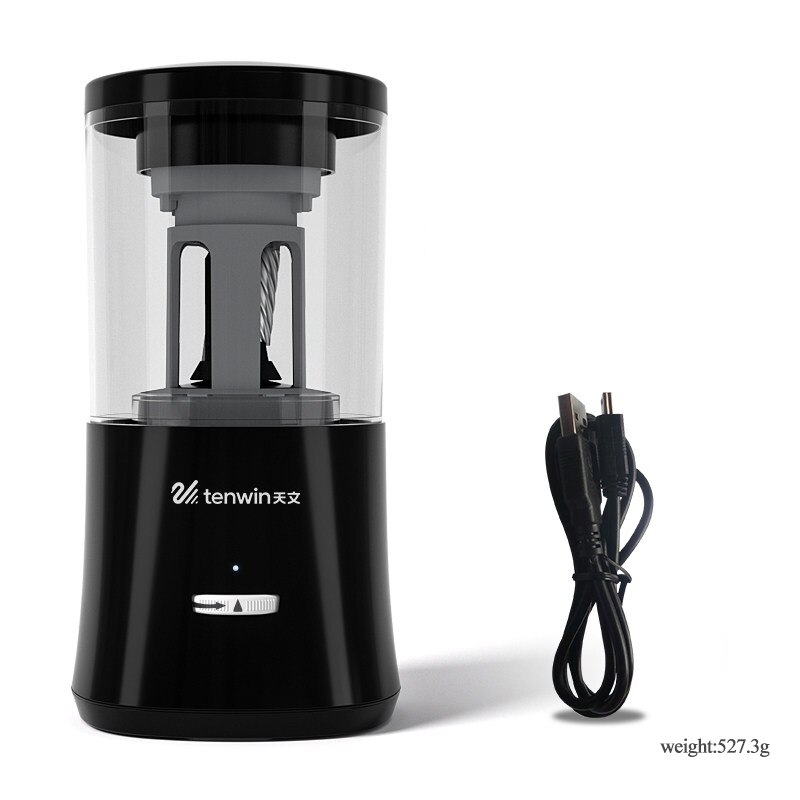 Tenwin Fully Automatic Pencil Sharpener Safe Children's Electric Mechanical Pencil Cutter Stationery Auto Pencil Sharpener 8018: 8018-Black