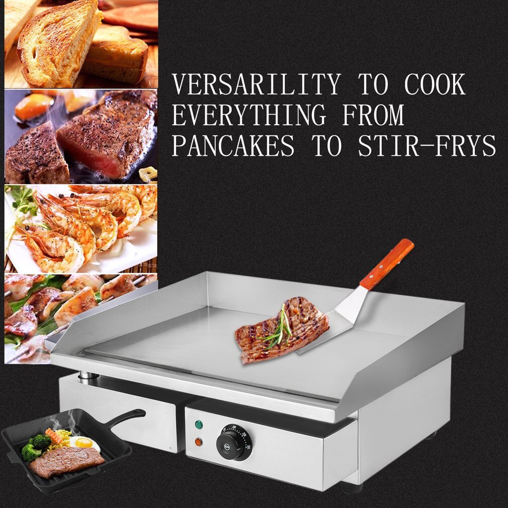 Commercial Electric Grill 1500W Electric Food Oven Stainless Steel Restaurant BBQ Grill Desktop Steak Machine US Plug