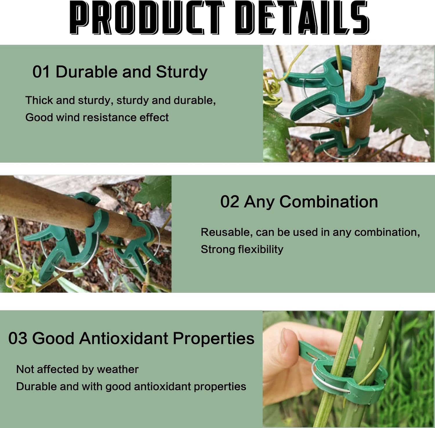 Clips fijos para plantas, soporte reutilizable para invernadero de jardín, plantas fijas, vid, flores, plántulas, tomates, suministros de jardín