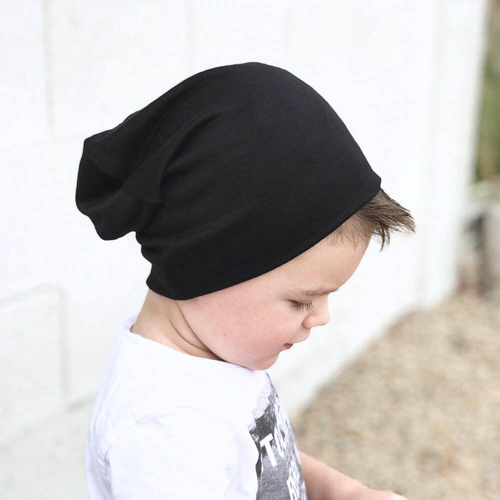 Vastasyntynyt poikavauva tyttö lämmin pipo kid puuvillahattu pehmeä korkki infant toddle hat: Musta