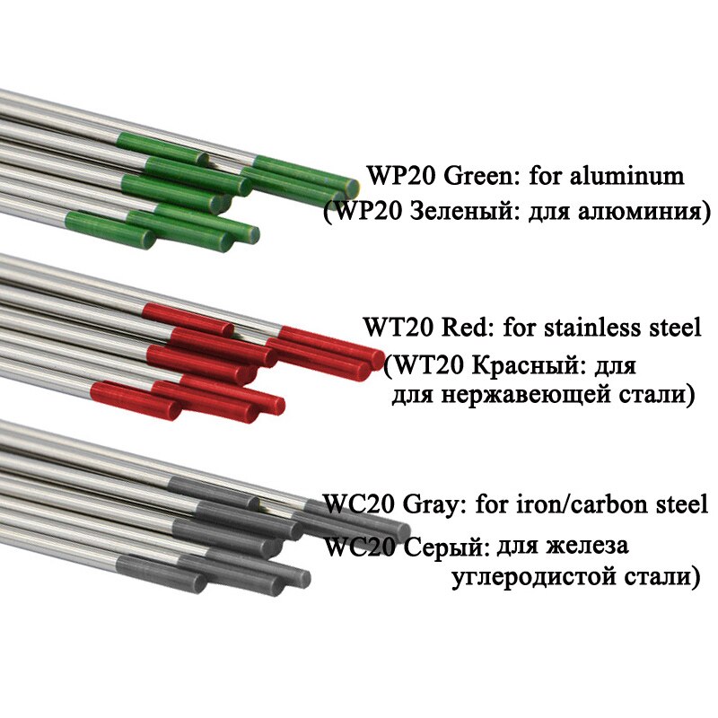 10 sztuk Tig Arc pręty spawalnicze wolframu elektrody spawalnicze do stali nierdzewnej aluminium, żelazo spawanie WT20 WP20 WC20