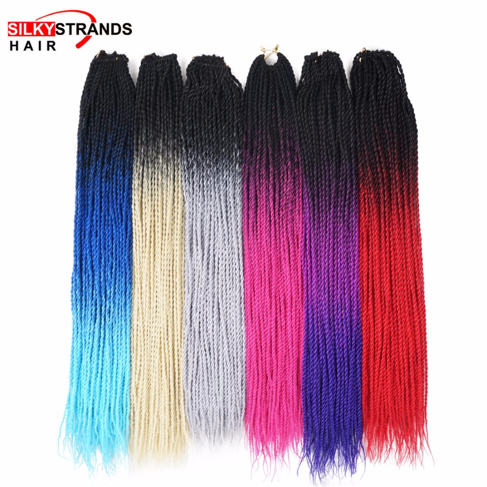 Extensiones de cabello trenzado ombré con hebras sedosas, trenzas de ganchillo sintéticas, colores grises y rubios