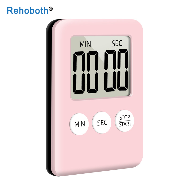 Super Thin LCD Digital Screen Kitchen Timer Square Cooking Count Up Countdown Alarm Sleep Stopwatch Temporizador Clock: Pink