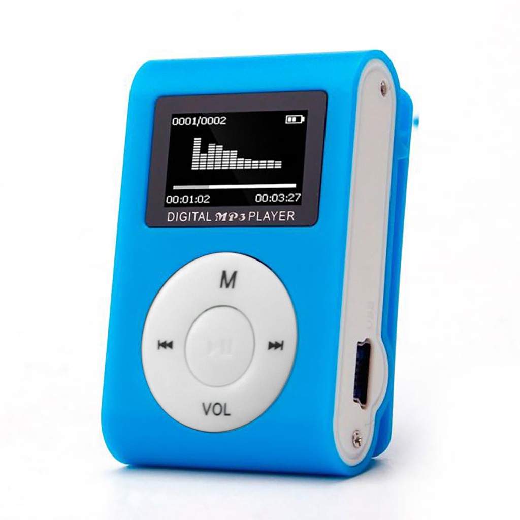 2019 nuovo Mini USB Clip MP3 Lettore Dello Schermo A CRISTALLI LIQUIDI di Sostegno 32GB Micro SD Carta di TF di Sostegno Inglese Cinese # t2: Blue 