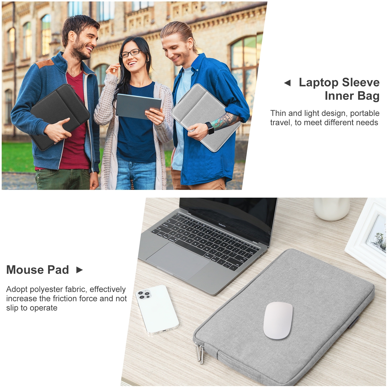 HAWEEL Wodoodporny pokrowiec na laptopa Torba na notebooka Torba na Macbooka i uchwyt na laptopa 15-16,7 cala, 14-15 cala, 12,5-13,5 cala