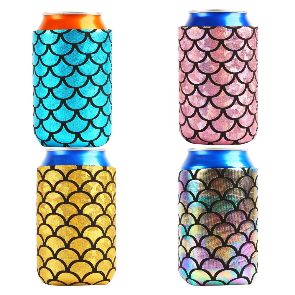 Offre Spéciale 4 pièces Réutilisable Mermaided Écaille de Poisson Motif Bière Peut Refroidisseur En Néoprène Isolé Boisson Coke Housse Pour les mariages Partie