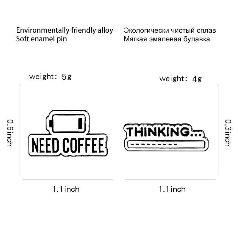 Kaffee Geist Emaille Stift Denken Fortschritt Bar Abzeichen Kaffee Leben Brosche Brauch Revers Stift Hemd Tasche Einfache Schmuck für freund