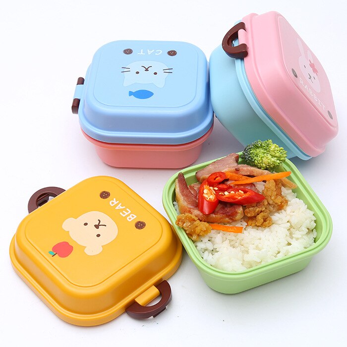 Japanse Stijl Creatieve Basisschool Lunch Doos Leuke Kinderen Lunchbox Afsluitbare Magnetron Dubbellaags Lunchbox
