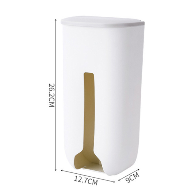 Kitchen Grocery Plastic Bag Holder Dispenser Wall Mount Garbage Bag Holder Refillable Trash Bag Saver Kitchen Organizer: white