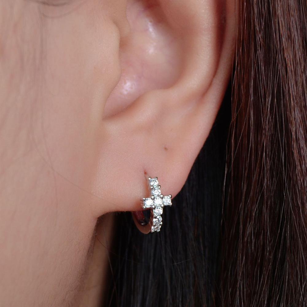 925 sterling sølv ørering zirkon kors øre ring øre ben øre spænde sød sød vild trend vilde kvindelige øre smykker