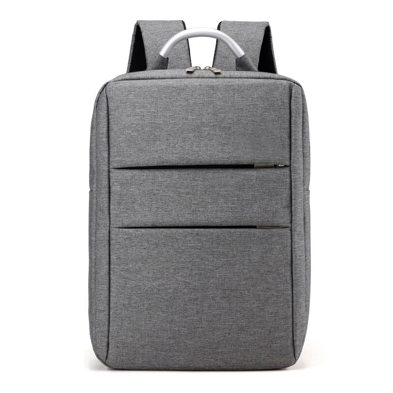 Moda homem duplo zíper mochila masculino negócios portátil mochilas de alta capacidade trave mochila saco de metal lidar com sacos: gray