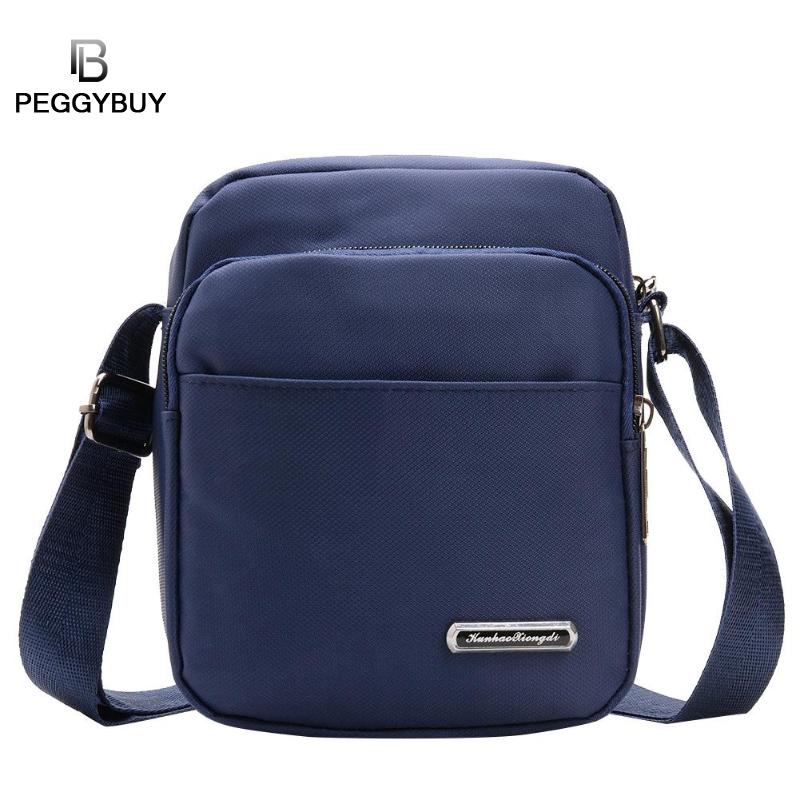Heren Tas Nylon Schoudertas Kleine Waterdichte Diagonaal Tas Effen Kleur Schouder Messenger Packs Business Mannen Nylon Crossbody Tas