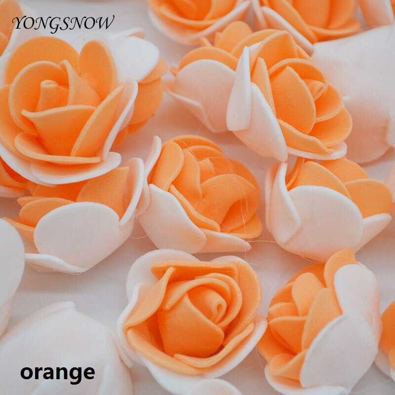 50 teile/los DIY Handarbeit Schaum Blumen 3,5 cm Rose Blume Kopf Künstliche PE Schaum Rose Hochzeit Dekoration Scrapbooking Handwerk: Orange