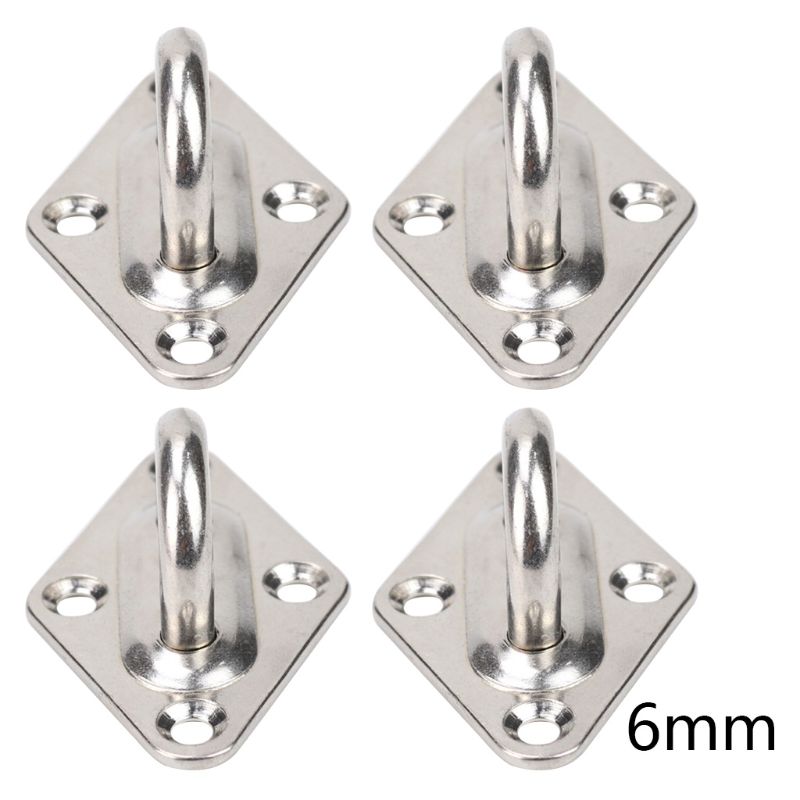 304 Stainless Steel Ceiling Wall Mount Hook Heavy Duty Anchor Eye Plate For Boat Yoga Swings Hammocks 6mm/8mm Full welding: 6MM