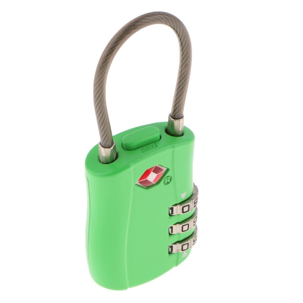 TSA 3 Digit Combination Lock Luggage Suitcase Padlock Reset- TSA002: Green