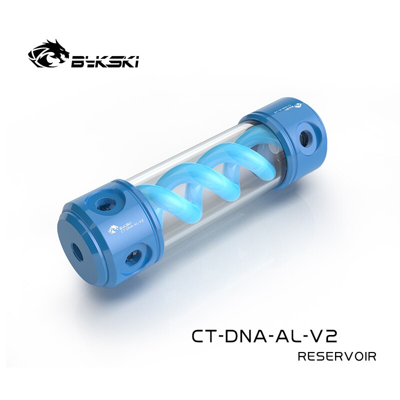 Bykski DNA Cylindrical Reservoir Aluminum PC Water Cooling, T Virus Spiral Water Tank RGB 12V/5V, 190/260mm 56mm, CT-DNA-AL-V2