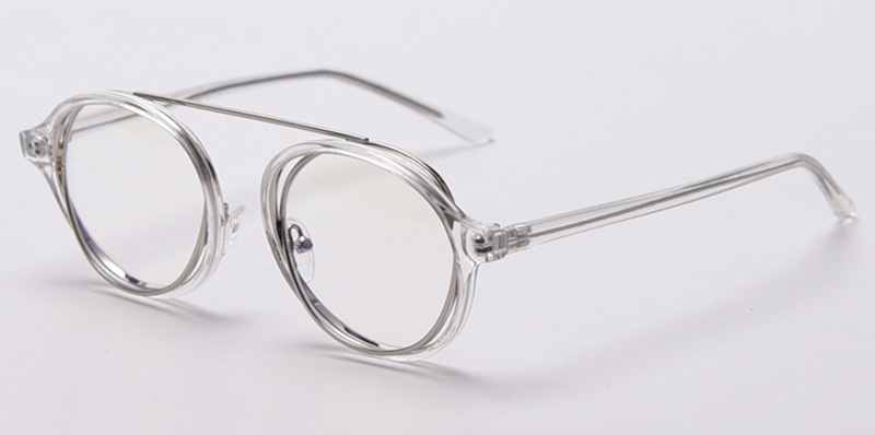 Peekaboo tr90 gafas de filtro de luz azul montura redonda lentes retro claros gafas de acetato transparente montura vintage para mujer: silver clear