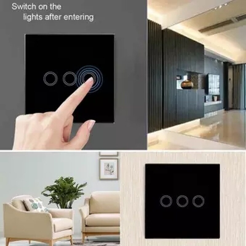 RF433 WIFI Glass Panel Touch Screen Tempered Glass Remote Control Wall Switch Touch Switch Smart Switches 60Hz