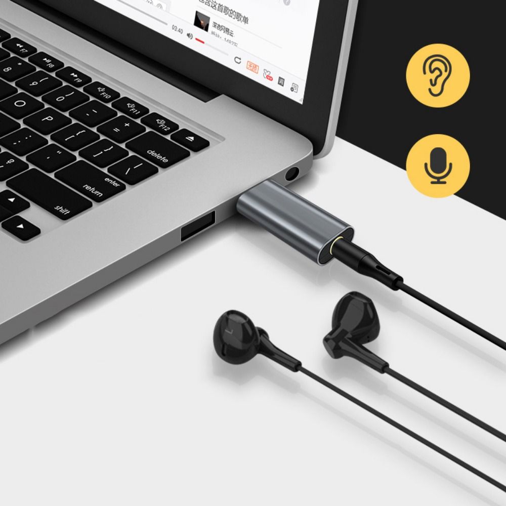 USB To 3.5mm Headphone 3.5mm Adapter 2 in 1 Audio Earphone Jack Adapter External Stereo-Sound Mini Wired Headset Converter